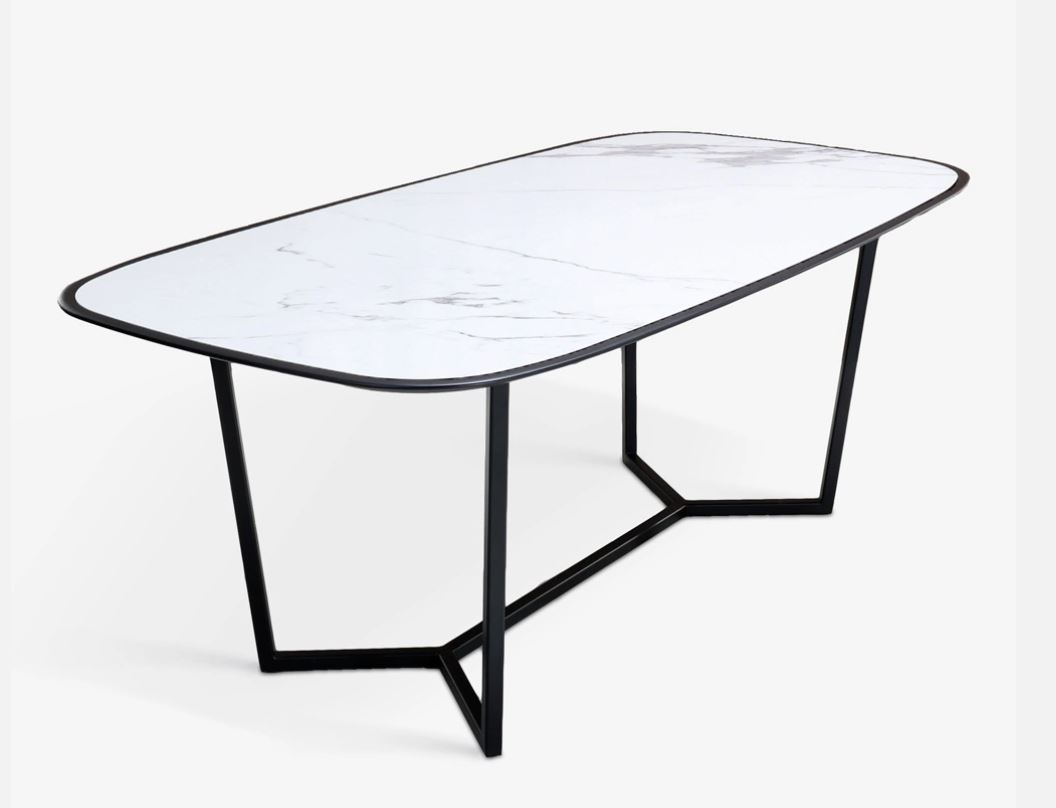 Table peitement KARL plateau ceramique Marbre blanc